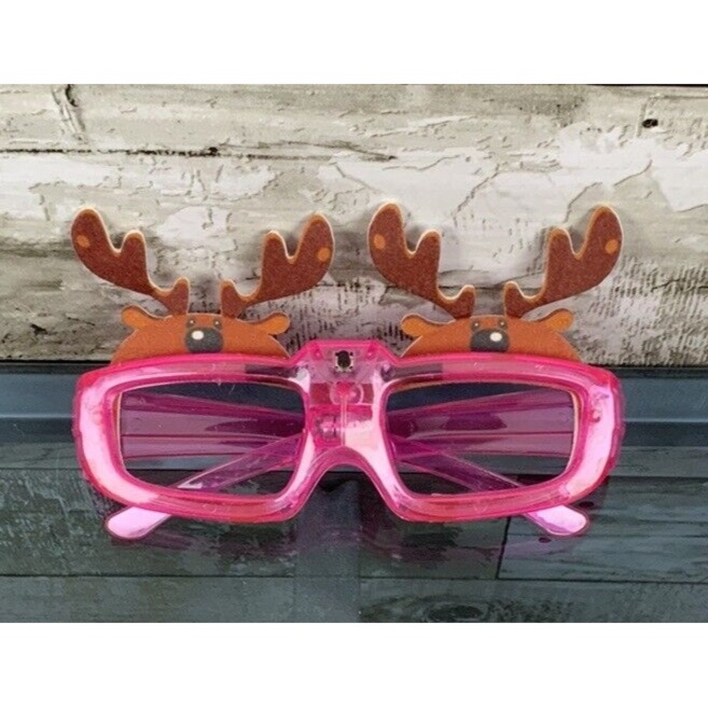 LED Lighted Holiday Pink Reindeer Christmas Eyeglasses Plastic Frames‎